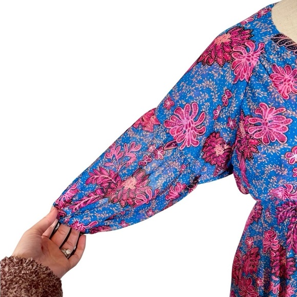 MISA Los Angeles Pippa Floral Tiered Maxi Dress Open Back in Night Blooms - Picture 9 of 16